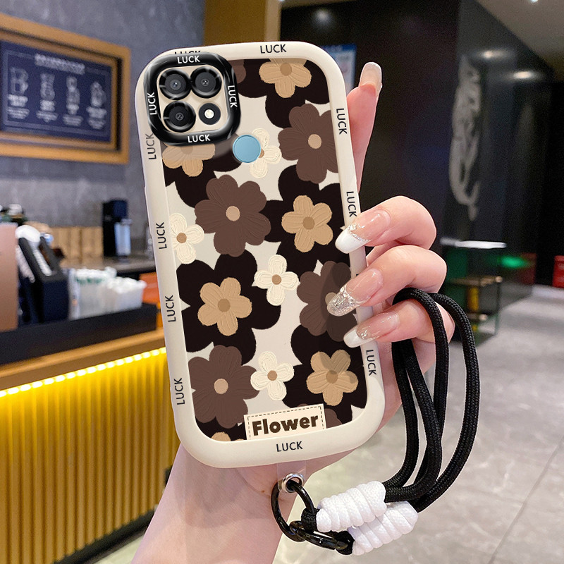 Casing Hp untuk OPPO A15 A15s A35 4G Case Casing Bunga pola Kesing HP Silikon Softcase dipersonalisa
