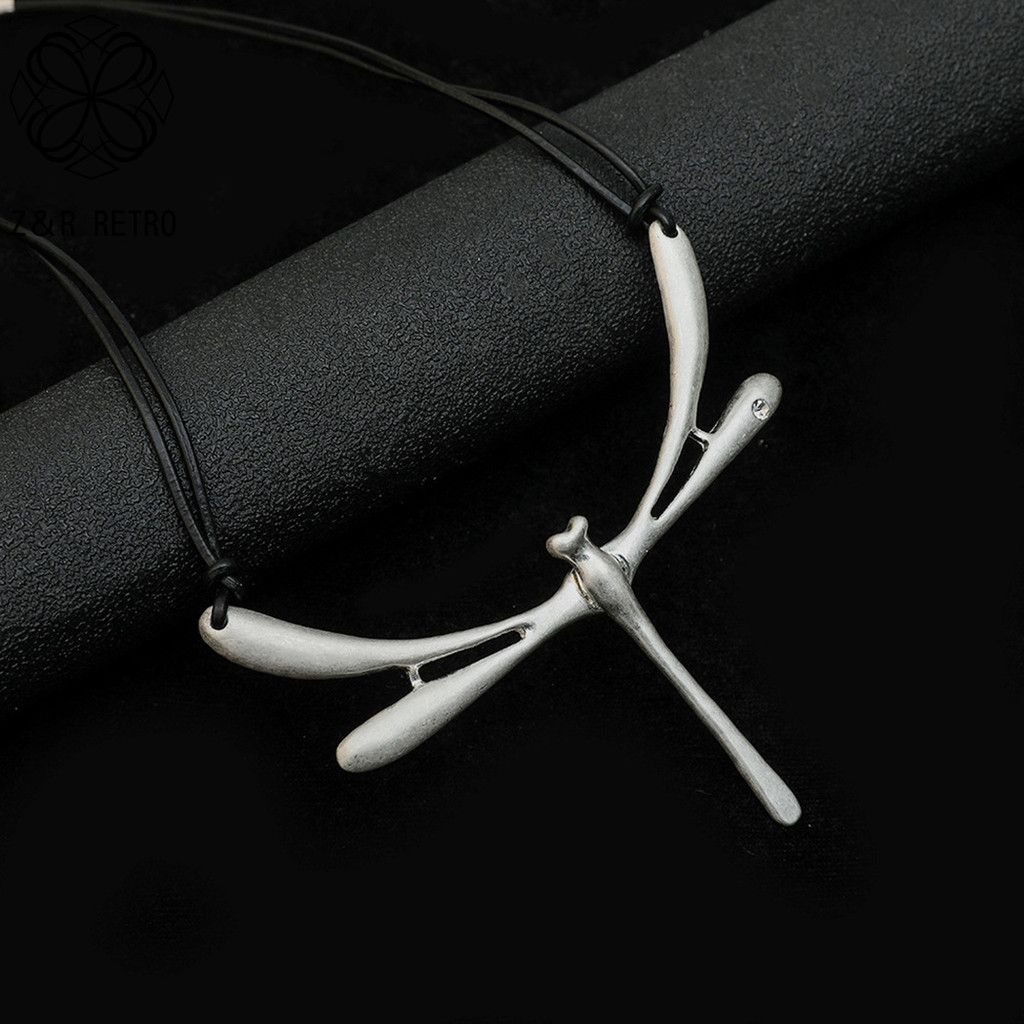Chokers Silver Color Dragonfly Necklace Gothic Jewelry for Women Korean Fashion Trending Products