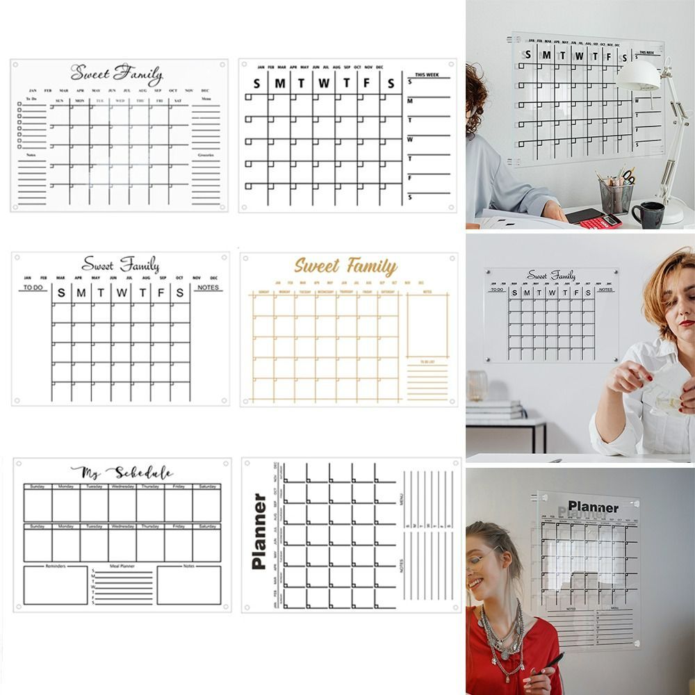 Acrylic Reusable Monthly Calendar Whiteboard Study Wall Weekly Planner Schedule Itinerary Note Board