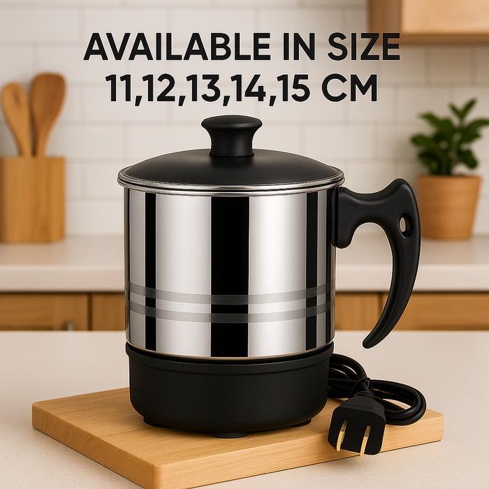 Mug Listrik Pemanas Air 11 12 13 14 15 cm Panci Listrik Stainless Steel Silver Wadah Minuman Panas