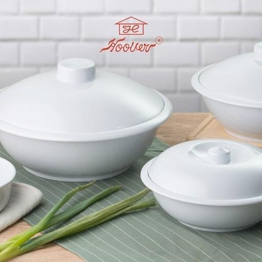 Mangkok Besar Jumbo Putih Tutup Bulat Cekung Dalam Melamin Tebal Murah Tahan Panas Anti Pecah 21CM B