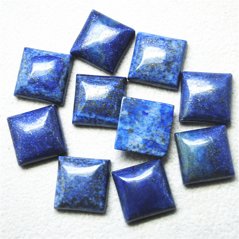 4PCS 14X14MM Square Shape Nature Lapis Lazuli Stone Cabochons For DIY Jewelry Designs And