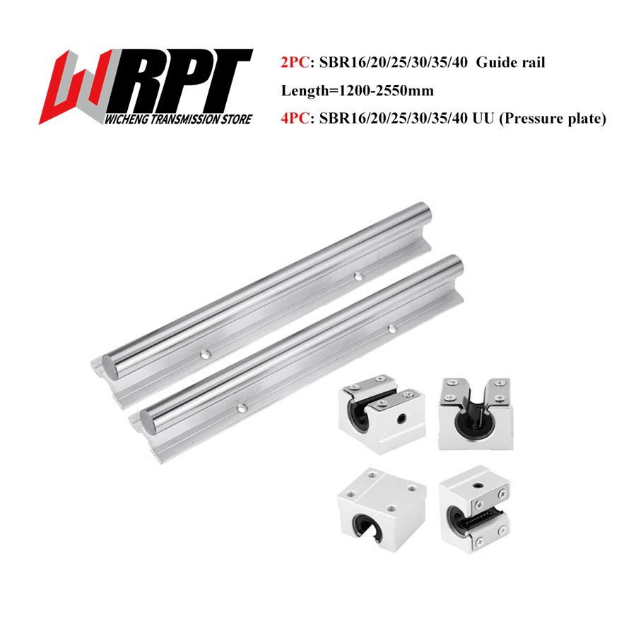 Linear Guide 2PCS SBR12 SBR16 SBR20 SBR25 SBR30 SBR35 SBR40+4PCS SBR12-40UU Pressure Plate Slider
