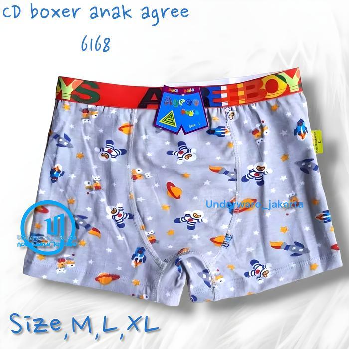 f312- [ 3Pc ] Cd Boxer Agree 6168 Warna / Fashion Celana Dalam Anak Motif Astronot Boxer