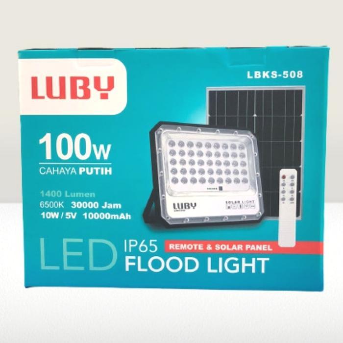 Lampu LED Sorot Solar Panel 100 Watt Cahaya Putih Luby LBKS-508
