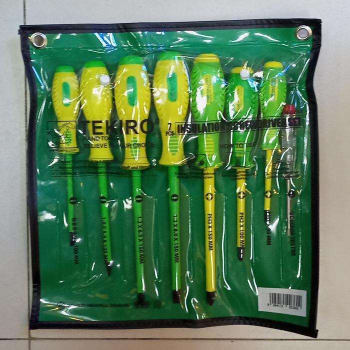 Paling Baik Insulation Screwdriver Set 7 Pcs (Obeng Listrik ) Tekiro Terlaris