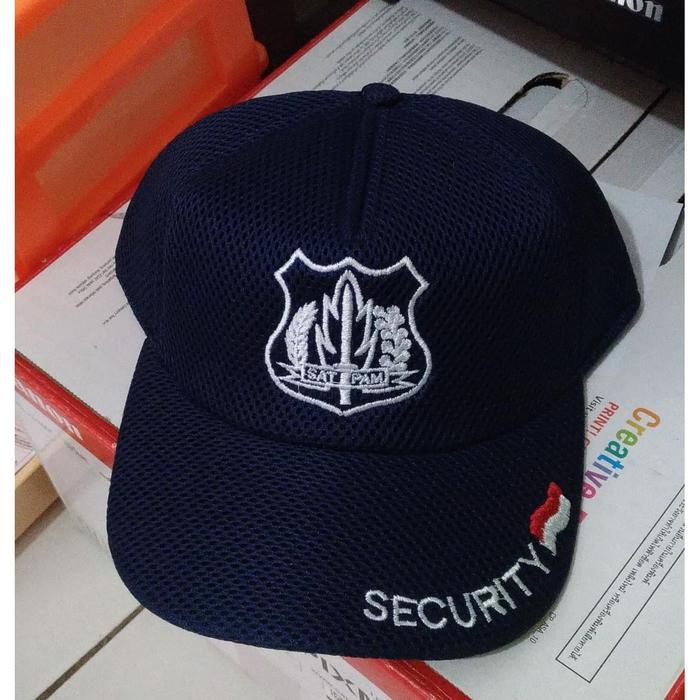 Topi Jaring Security Logo Putih / Topi Pria / Topi Jala Warna Hitam
