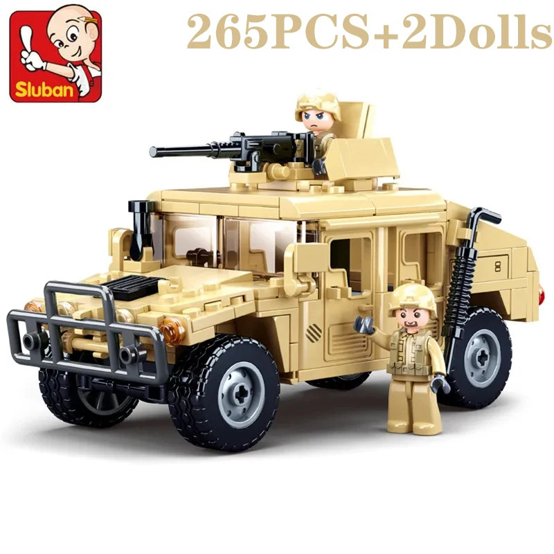 Sluban 265PCS WW2 Military SWAT H2 Assault Vehicle Building Blocks Army Soldier Armor Car Model