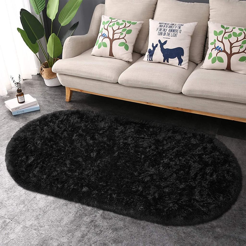 Oval Fluffy Ultra Soft Area Rugs Plush Shaggy Carpet for Kids Room Bedside Nursery Mats Living Room 