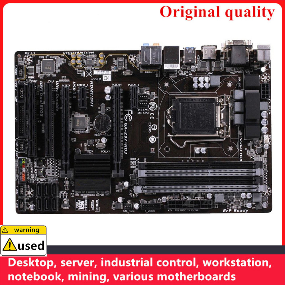 For GA-Z97-HD3 Z97-HD3 Motherboards LGA 1150 DDR3 32GB ATX Intel Z97 Overclocking Desktop Mainboard 