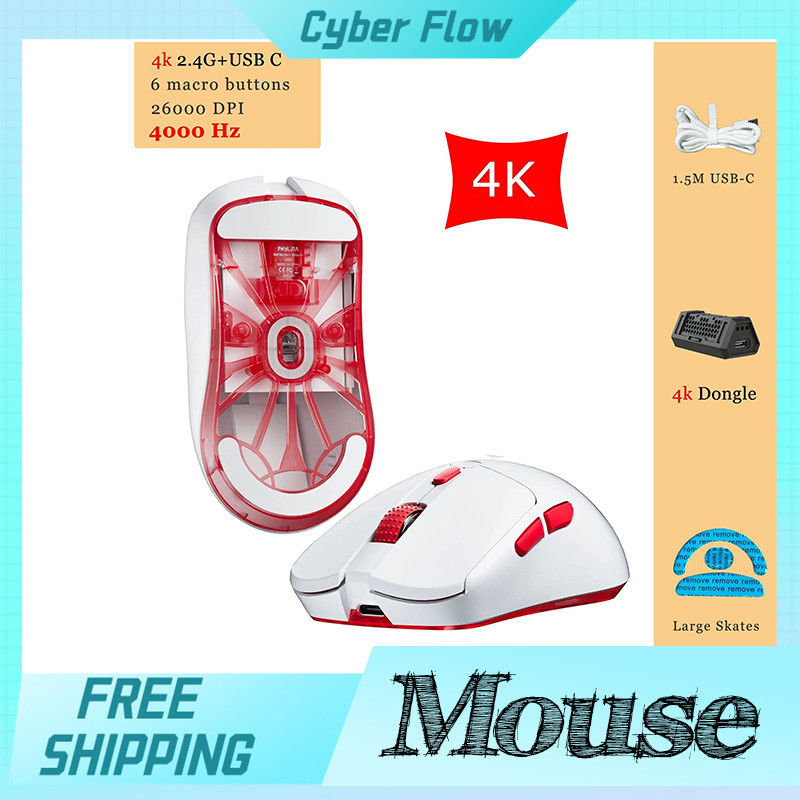 Phylina S450 Mouse Ultra Lightweight Paw3395 Wireless Gaming Mouse Programmable 26000dpi 2.4g Usb-C 