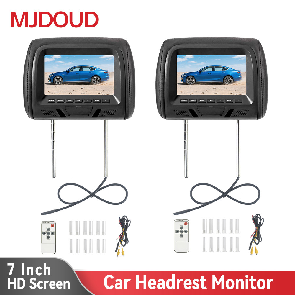 Mjdoud 7 Inch Car Headrest Monitor Unrsal Seat Back Pillow Tft Screen Av Input Lcd Display Remote