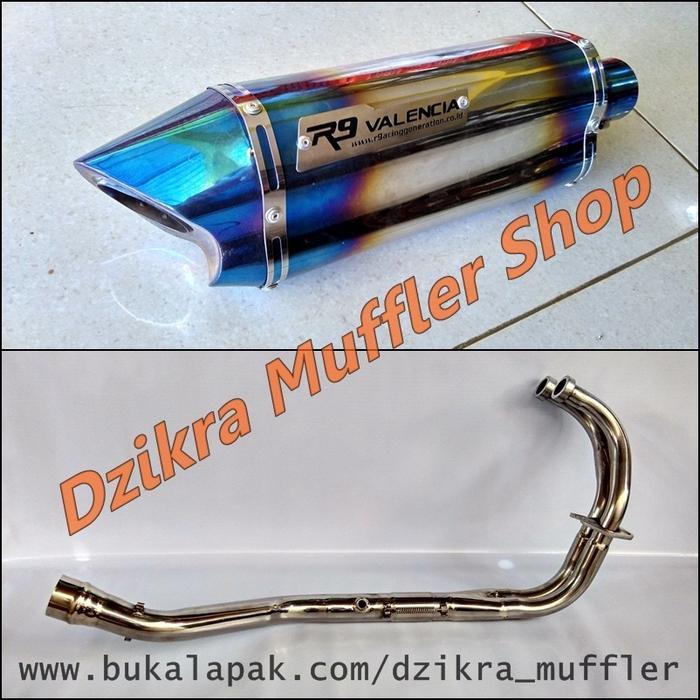 Knalpot R9 valencia half blue Ninja 250 karbu / fi R25 MT25 CBR250RR