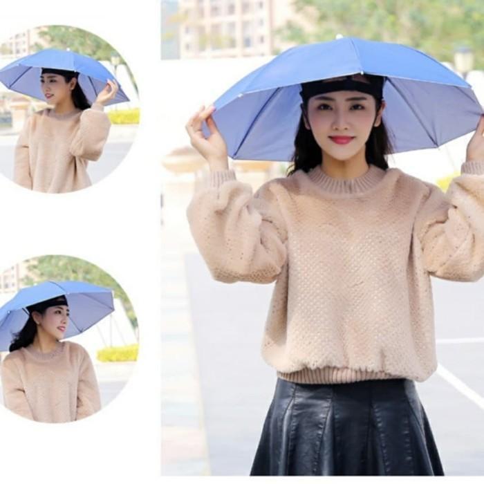 New Payung Topi Kepala Caping Mancing Berkebun Hat Umbrella Outdoor Anak Dewasa Diameter 50cm