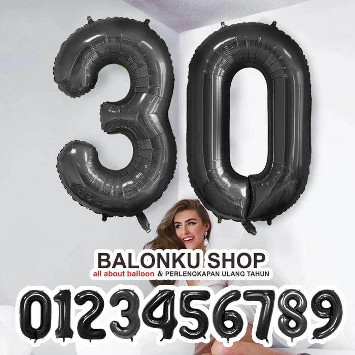 6vfh- Balon Foil Angka Jumbo Hitam 100 Cm / Balon Angka Jumbo 100Cm