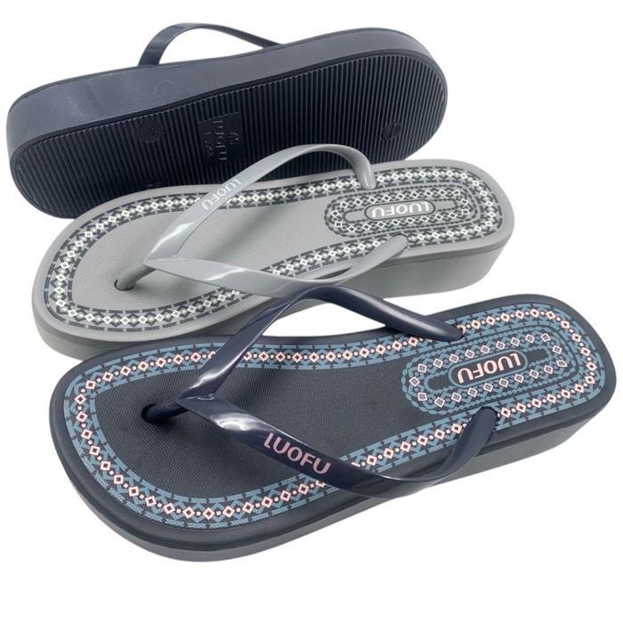 Luofu Sandal Jepit Tatak Wajik Karet Wanita Import F2268-Bre08 (Ay3)