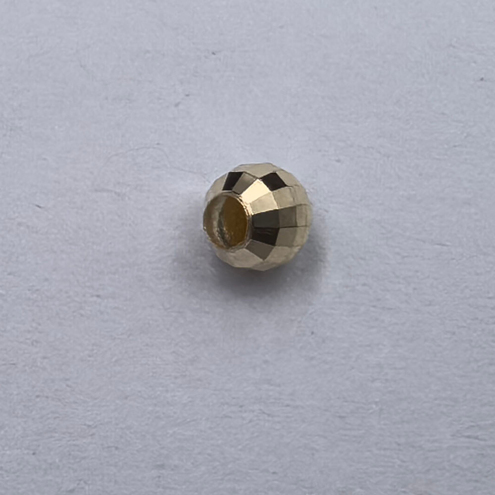 Pure 14K Gold Laser Spacer Beads Diameter 3mm Au585 Fine Jewelry Bracelet Necklace Accesories