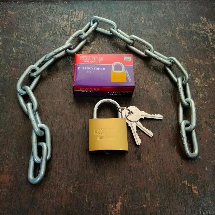 rantai besi 3/16 +gembok 40 mm /Rante galvanis