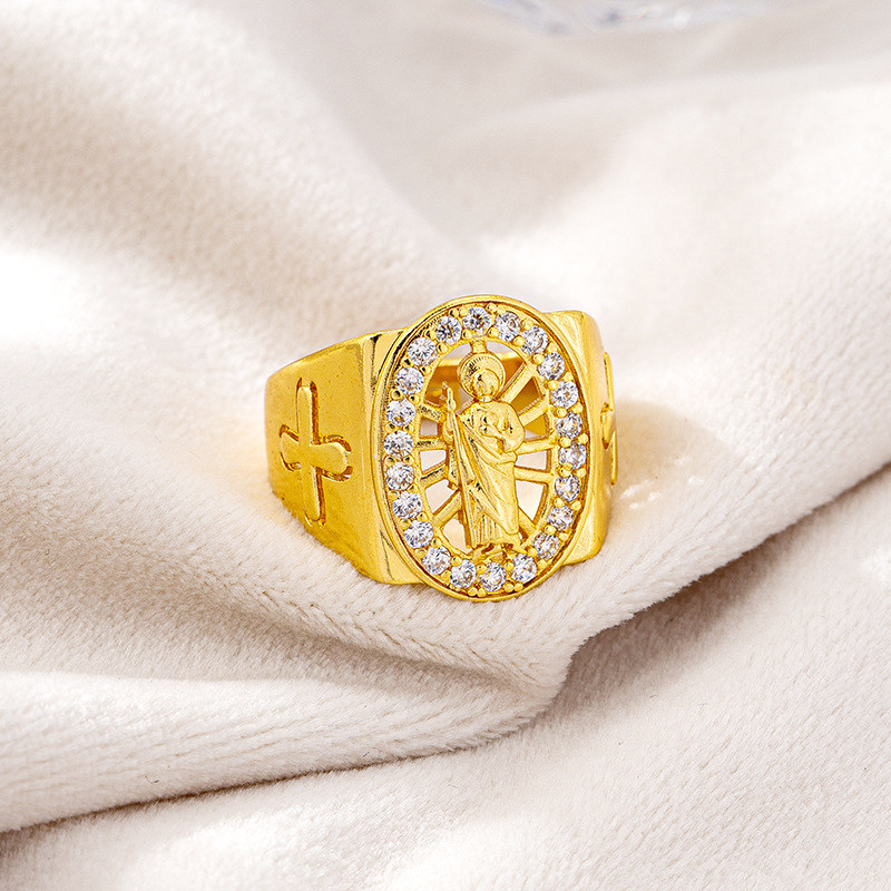 24K Gold Simple Zircon-Inlaid Open Ring Couple AU999 - 24K gold crafted, AU999 certified,