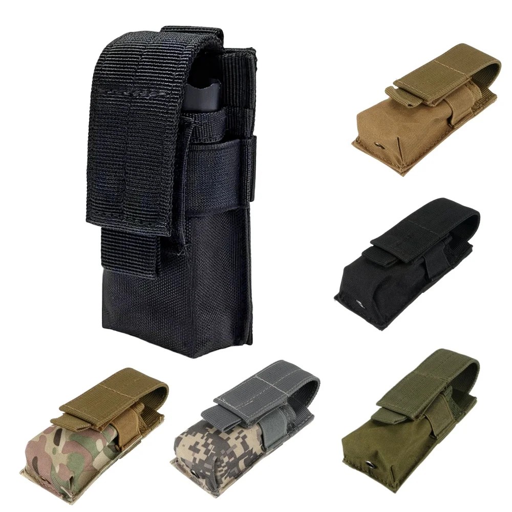 Molle Tactical M5 Flashlight Pouch 9Mm Single Magazine Holster Torch Holder Utility Edc Tool Outdoor