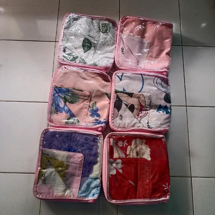 Tas Mika Penyimpanan Sprei Dengan Ritsleting Isi 10Pcs Resleting