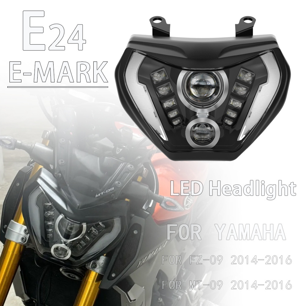 LED Headlight Headlamp For Yamaha MT-09 MT09 MT 09 FZ-09 FZ09 FZ 09 2014 2015 2016 E24 E-mark