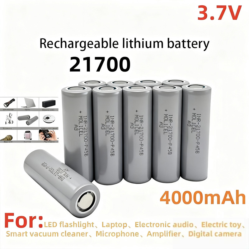 New 3.7V 21700 Rechargeable Battery 4000mAh Power Batteries, 3C Discharge, 21700 Lithium Battery