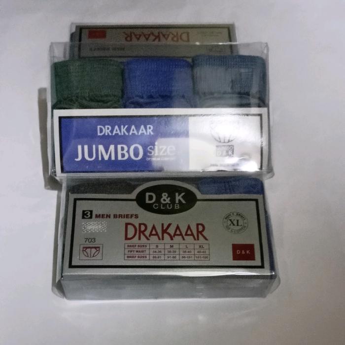 Re0H- Isi 3 Pcs.Pakaian Dalam Drakar M - Jumbo Cowok Dewasa Katun Kotak Pria Segi
