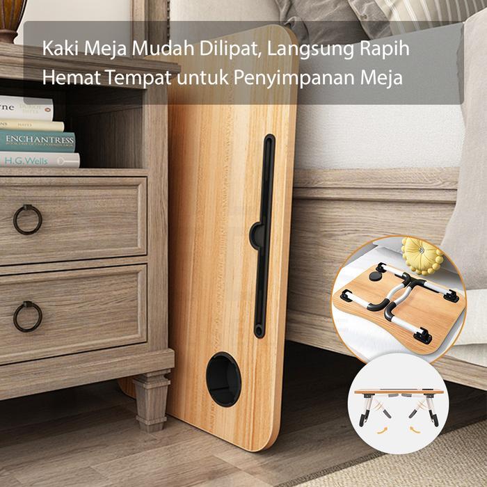 HUGO Meja Belajar Anak Meja Lipat Ngaji Anak Meja Lipat Laptop Portable Multifungsi Besi Kayu