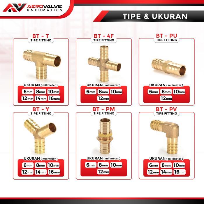 Konektor Adaptor Selang Pipa HOSE NIPPLE Tembaga - Tipe Lurus/ Siku/ T/ 3 Cabang Y/ 4 Cabang