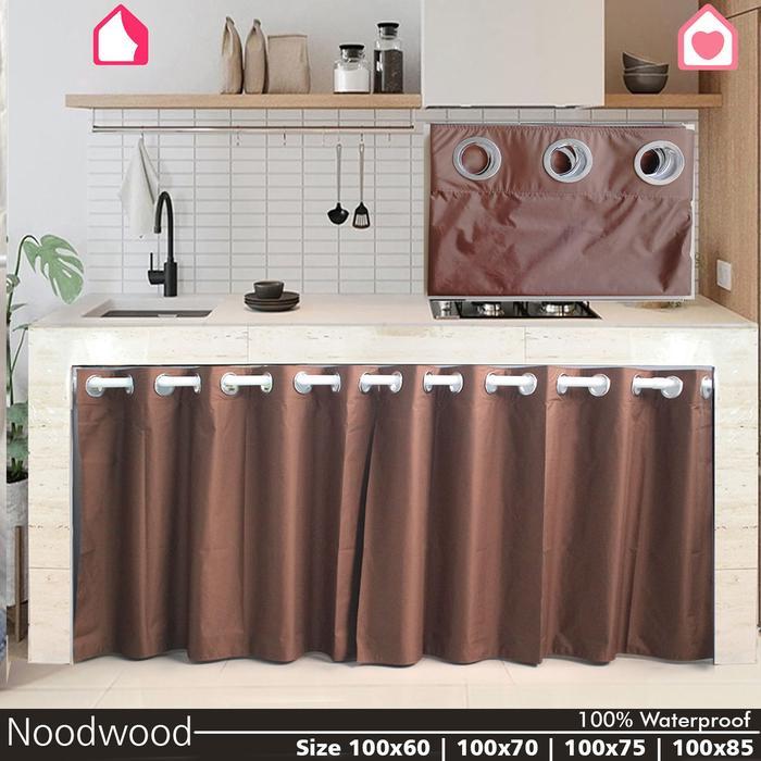 Gorden Bawah Kompor Dapur Anti Air Smokring Waterproof Curtain Tirai Kolong Dapur