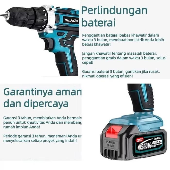 Bor Dampak Dinding Motor Tanpa Sikat 48v Bor Tanpa Kabel Bor Listrik Bor Dinding Bor Beton Set Alat