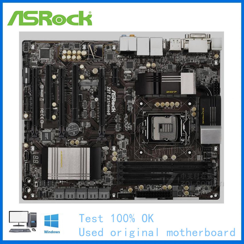 For ASRock Z87 Extreme 6 Computer USB3.0 SATAIII Motherboard LGA 1150 DDR3 Z87 Desktop Mainboard Use