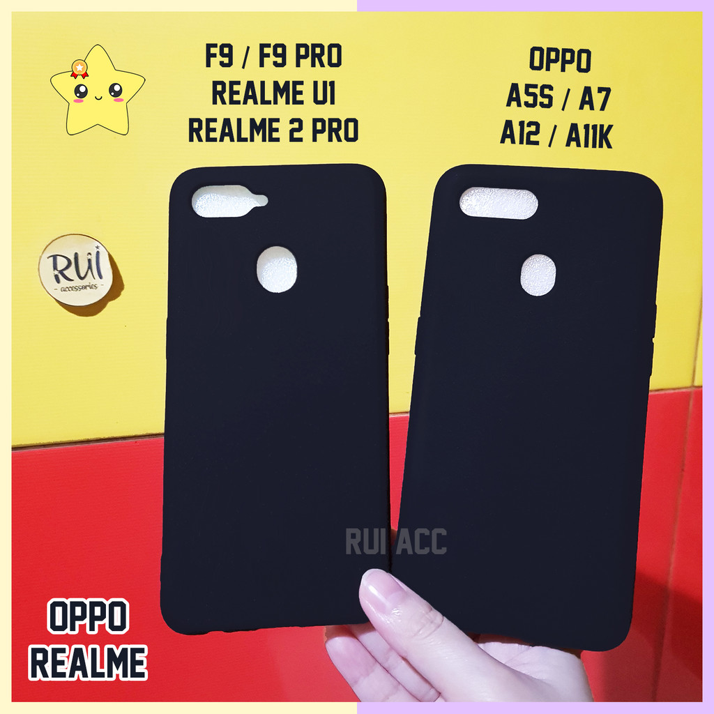 Case Hitam Black Matte Oppo F9 A5s A12 A7 A11K REALME U1 2 PRO Softcase Polos Silikon HP