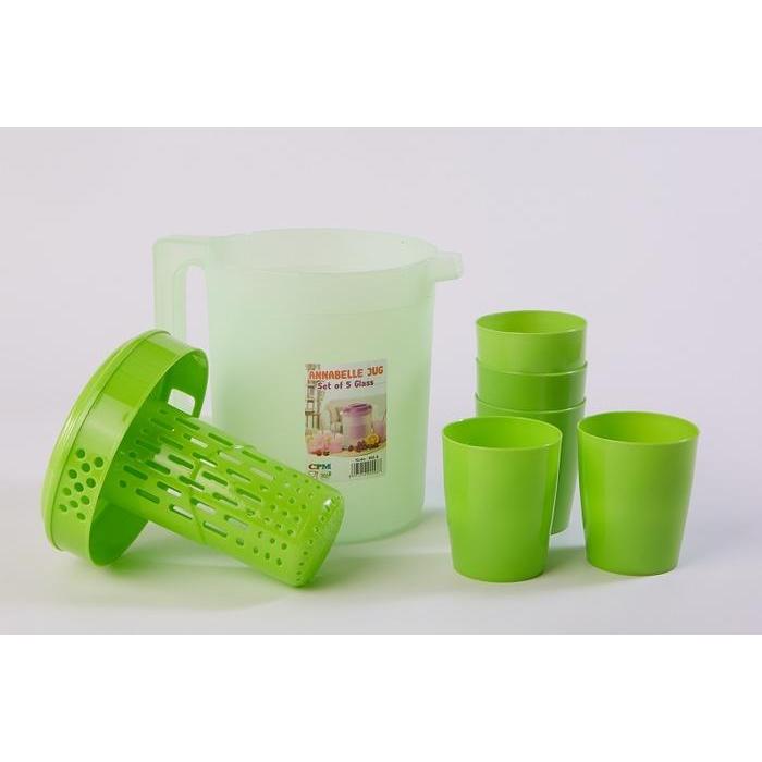 MuraHTerjamin- Annabelle Jug Infused Set Plus 5 Glass Hijau Lime
