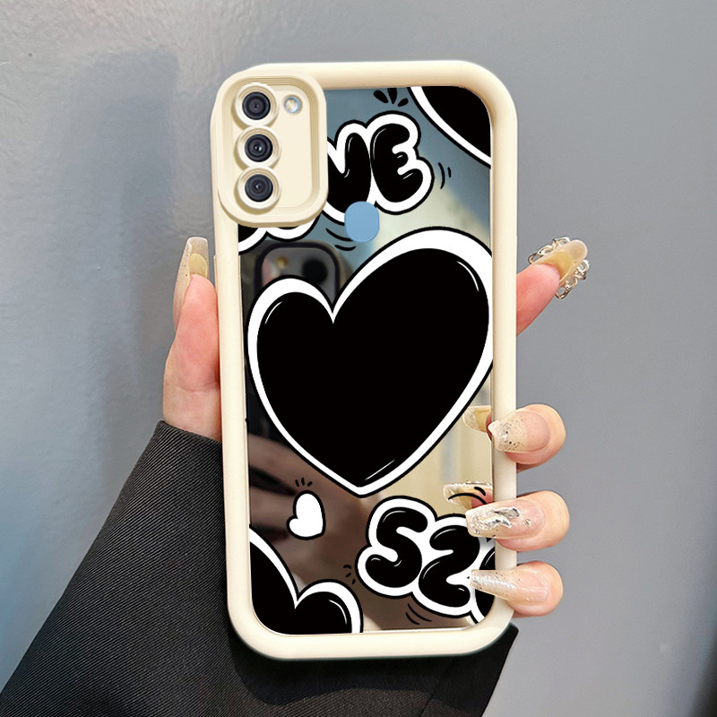 Casing Hp Untuk Samsung Galaxy A11 M11 Case Cartoon Heart Makeup Cermin Elegan Kesing Mirror Kaca Ce