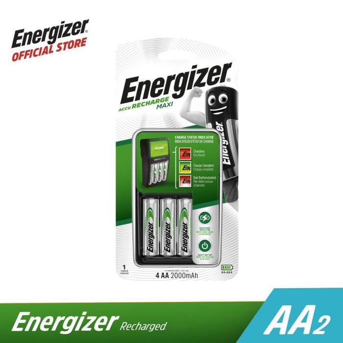 Bundling Charger Energizer 4 Baterai AA 2000 MaH + Baterai Energizer Alkaline Max AA BP4