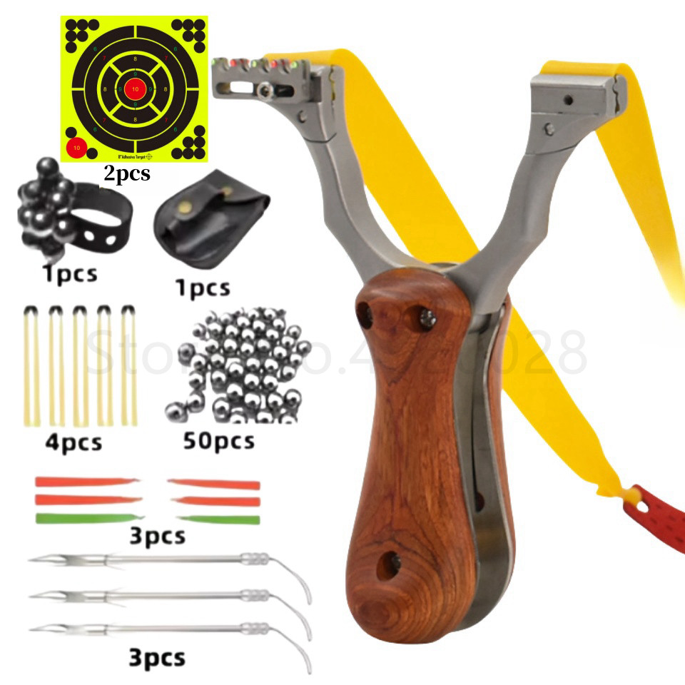 Hunting Stainless Steel Slingshot Folding Mini Pocket Slingshot Titanium Steel Powerful Slingshot