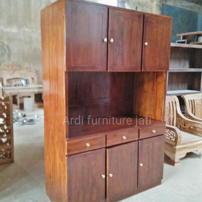 Lemari almari dapur/rak perabotan dapur model minimalis kayu jati