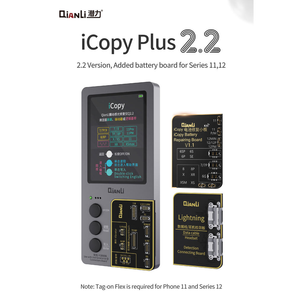 3 in 1 iCopy Plus 2.2 True Tone Light Sensor Battery Repair 6g-13  Vibrate Read/Write/Edit Recovery 