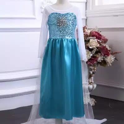 Kostum Elsa Lengan Panjang/ Baju Elsa Lengan Putih Gaun Birthday Girl Anak Fashion Perempuan