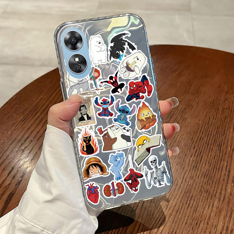 Casing Hp OPPO A17 OPPO A17K Case Casing Pola Kartun Dinosaurus HP Kasing Kasus ponsel transparan me