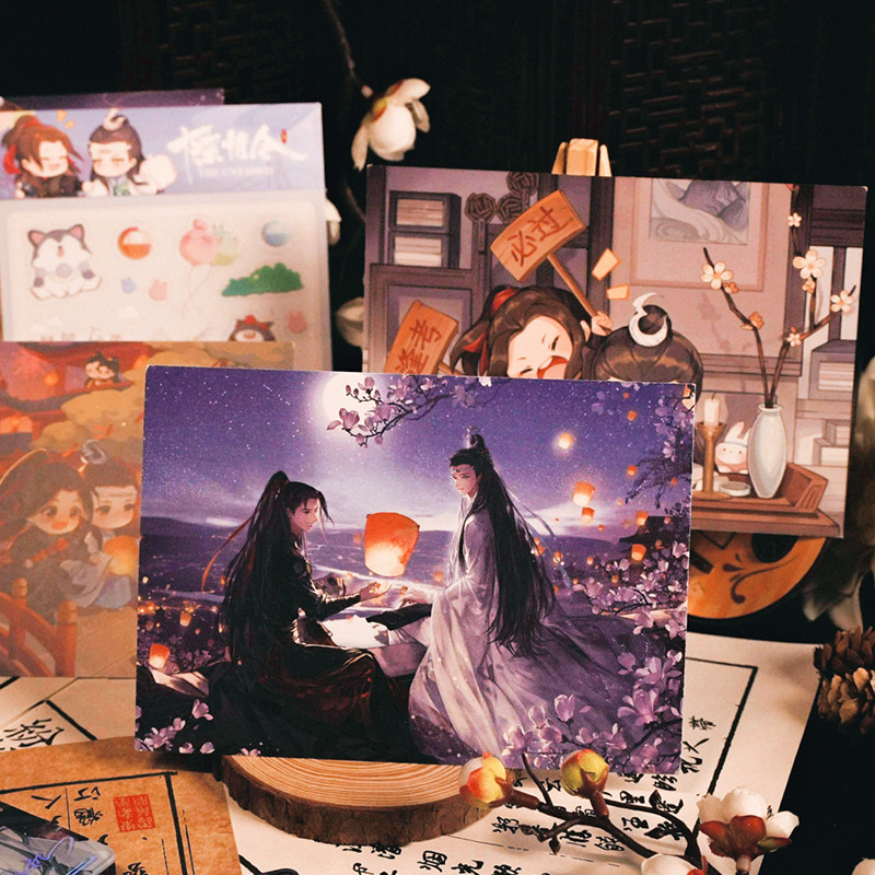 Limit Anime Mo Dao Zu Shi MDZS The Untamed Wuxian Wangji MDZS Moonlight Series Postcard Set Stickers