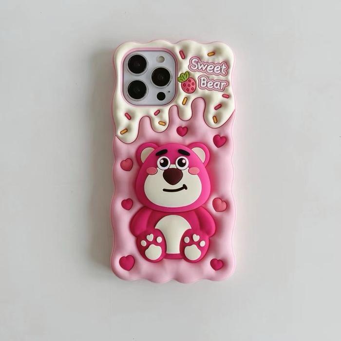 merdeka [ CASE 3D LOTSO BEAR ]CASE PREMIUM 3D BONEKA TIMBUL POP SOCKET STANDING FOR IPHONE X XR