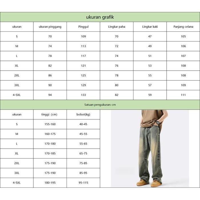 8zg8- Tamp-X Celana Jeans Pria Baggy Vintage Original Denim Sobek Model Standar Korean Style