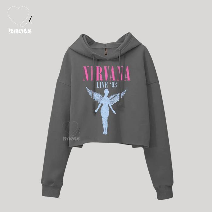 D1Xb1- Nirvana Crop Hoodie (Grey Edition) Lembut