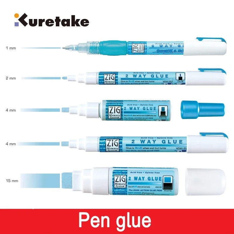 1 PC ZIG Kuretake Memory System 2 Way Glue Pens Environmental Adhesives DIY Hand Work Pen Office