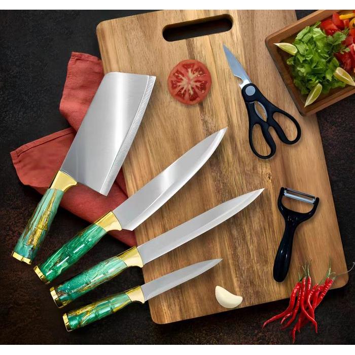 Axelons- Kitchen Knife Set 6 Pcs Kitchen Knife Ramadhan Package Mewah Dan Kotak Hadiah Pisau Dapur