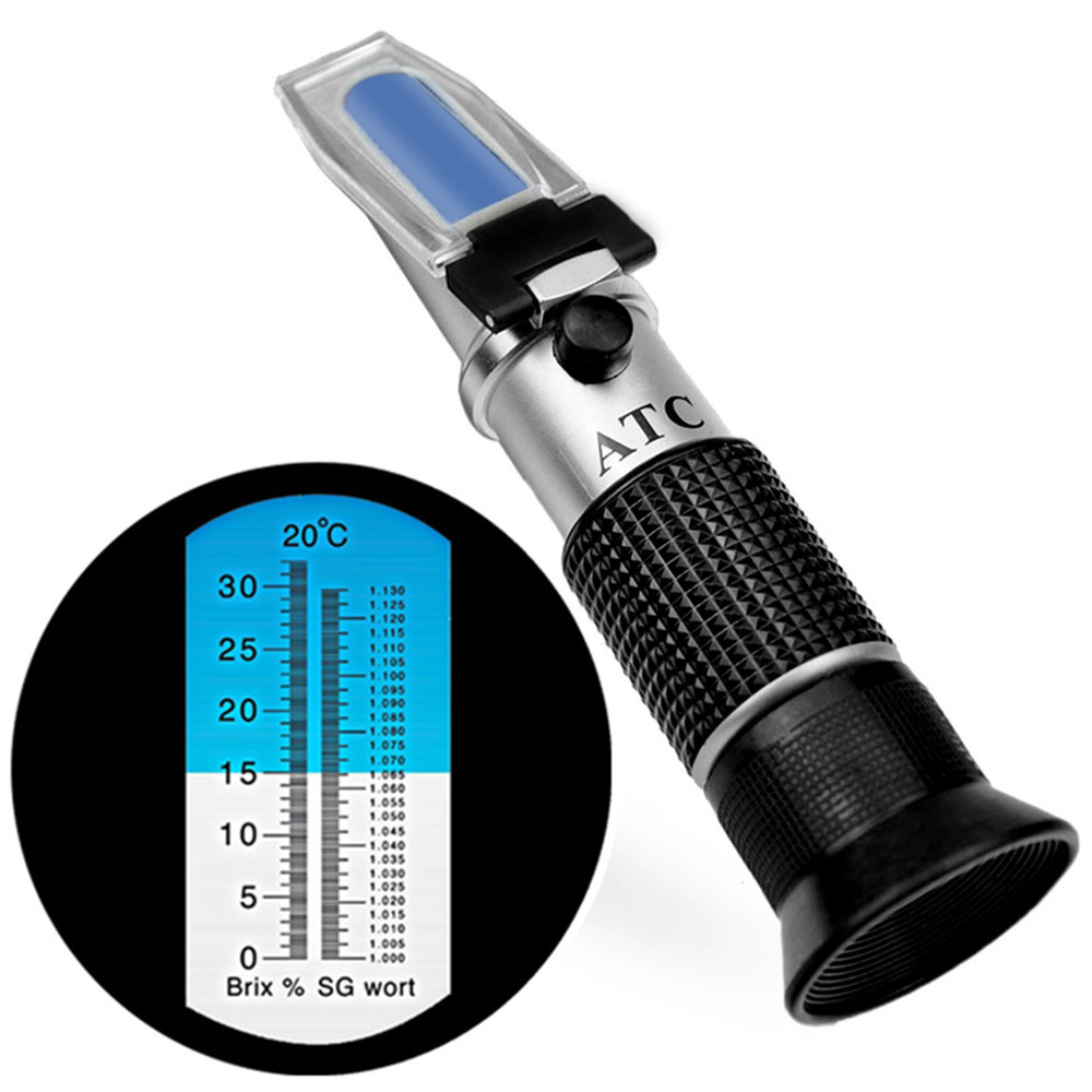 Refractometer Beer Wort Wine Brix Refractometer Atc Sg 1.000-1.130 & Brix 0-32%, For Refractometer