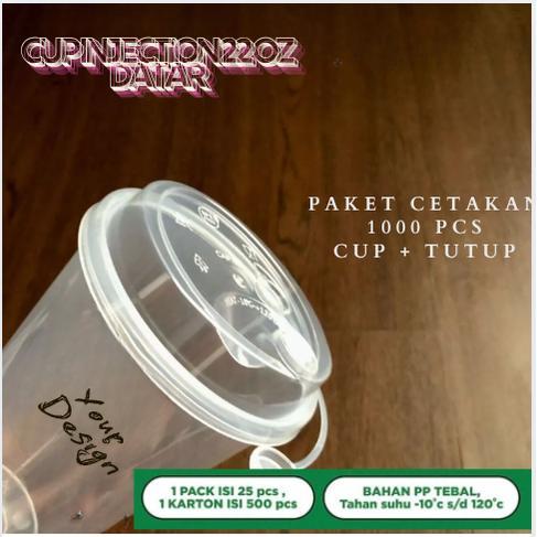 Sablon Cup Injection 22 Oz + Tutup tebal